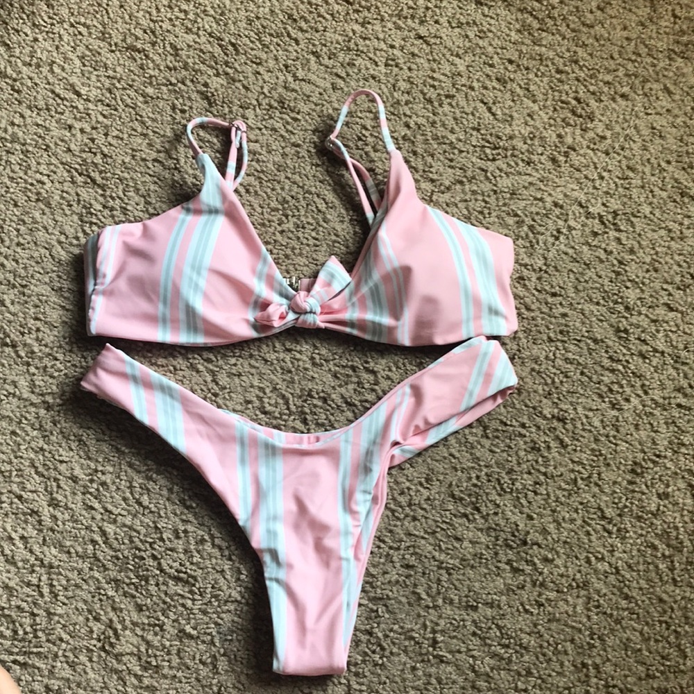 Pink striped bikini